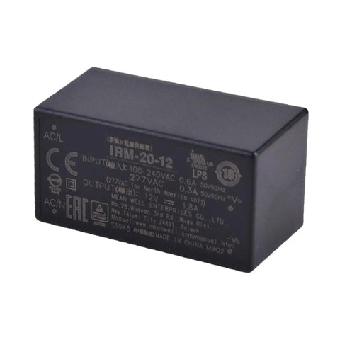 Compact Mini AC DC Power Supply Module Brings Solid 12 Volt 1.8 Amp Juice to Industrial Automation, black rectangular power module.