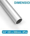 Dope 6063 T5 Aluminum Tubing Set Four Pieces Of 3/4 Inch OD By 350mm Length, close-up of dimension detail.