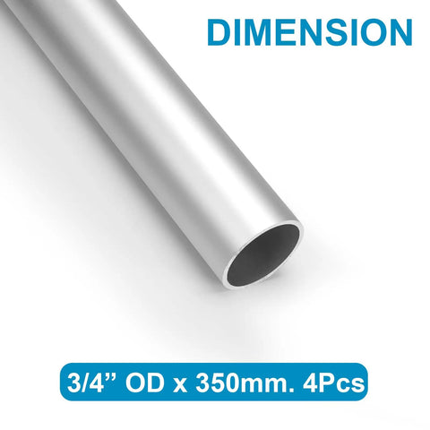 Dope 6063 T5 Aluminum Tubing Set Four Pieces Of 3/4 Inch OD By 350mm Length, close-up of dimension detail.