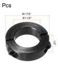 1.125 Inch Bore Shaft Collar Double Split Carbon Steel Clamping Collar With Set Screw Black 4 Pack, front view with dimensions