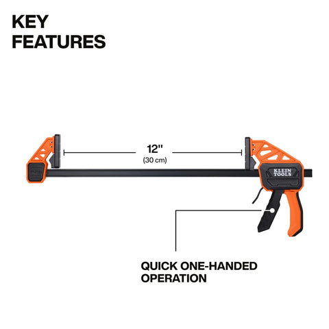 Speed-Klamp 12 Inch Bar Clamp Set, 2 Pack With One Handed Operation, 150 Pound Clamping Force for woodworking, side view