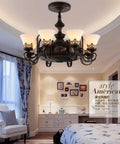 Retro Ceiling Fan Light With Negative Ion Purification Zero Fuss Remote Control Silent Third Gear Wind Speed Four Hour Timer Eco Savvy Chill Mode Setup in modern bedroom