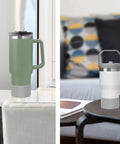 Two Pack Silicone Boot Protective Sleeve For 40 Oz And 30 Oz Tumblers displayed in kitchen and living room settings.