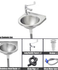 Wall Mounted Stainless Steel Hand Wash Basin With Space Saver Design For Kitchen Bar Garage Laundry Workshop RV And Boats Easy To Clean 30x28x10 Cm Compact Utility Sink with accessories