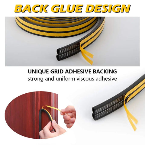 Door Weather Stripping Seal For Windows Self Adhesive Soundproof Insulation Strip Black 66 Feet Easy DIY Draft And Noise Reduction