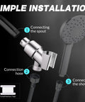 Adjustable Shower Head Holder For Handheld Showers With 360 Degree Swivel Ball Joint Chrome ABS Bracket Mount For Shower Arm And Hose, simple install diagram