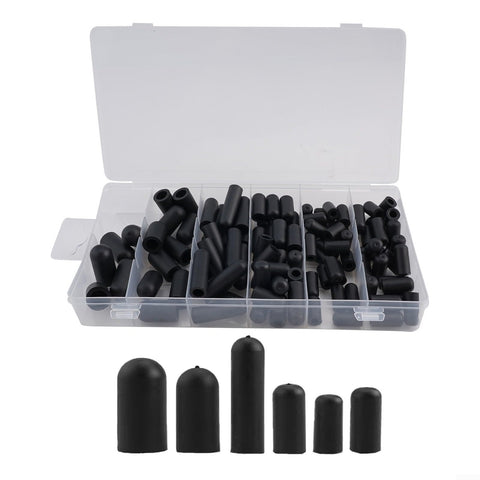 105 Piece Rubber Vacuum Cap Kit With Assorted Hose End Sizes For Automotive Carburetor And Manifold shown in clear plastic case