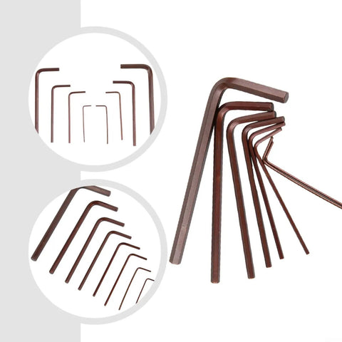 8pcs Mini Hex Key Wrench Set For Phone And Watch Repair 0.7 To 4mm High Hardness Alloy Steel L Shape Allen Keys In Brown Color Super Handy Kit, brown L-shaped wrenches