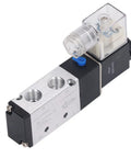 Internally Piloted 5 Way 2 Position Pneumatic Solenoid Valve, DC 12V Control For Reversing Air Flow In Industrial Automation And Fluid Power Systems