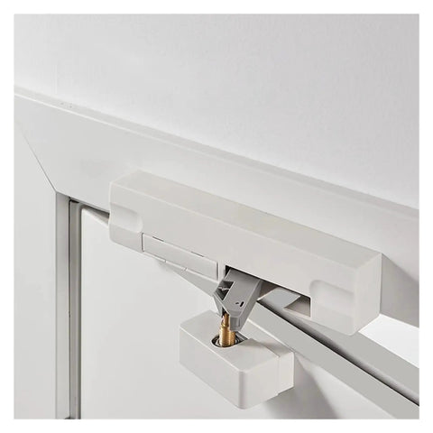 External Opening Door Buffer Closer For Auto Closing, Smooth Quiet Performance, right hand opening, white finish, door hardware
