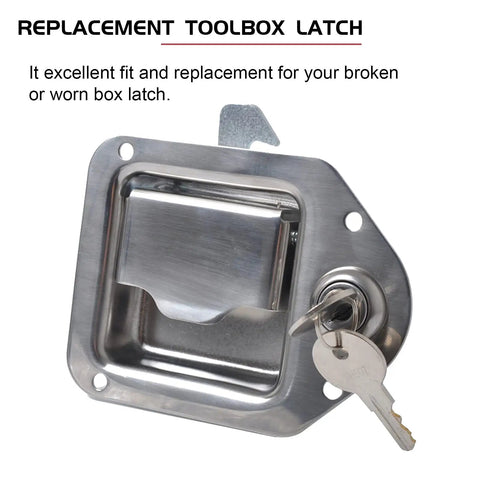 Beefy Heavy Duty Toolbox Latch 3/8 By 3-1/4 Inch Stainless Steel Paddle Lock with key for RV camper trailer doors and toolboxes