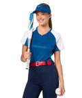 Cool Machinist Gauge Square Vise Tool Kit For CNC Pros, Royal Blue Adjustable Sports Sun Visor With Mesh Backing worn by a smiling woman holding a bat.