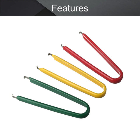 Pro Grade IC Puller Kit 3 Pack Antistatic Chip Extractor For PLCC PCB Removal in red, yellow, and green stainless steel with vinyl grip