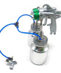 Kickass Dual Head Pneumatic Paint Sprayer With 1.3 Mm Nozzle And 1000 Ml Cup showing dual spray paint system and aluminum cups.