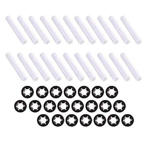 22Pcs Garage Door Quiet Hinge Sleeves And Shaft Gaskets Kit 11mm Inner Diameter 80mm Length Low Friction Durable Hinges For Smooth Open Close Maintenance, white sleeves and black gaskets