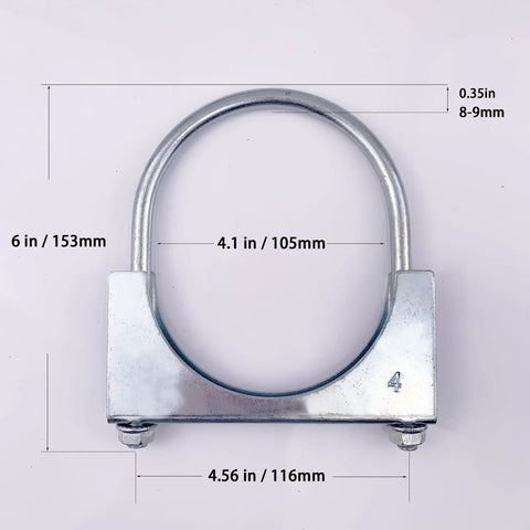 4 Inch Heavy Duty Exhaust U Bolt Clamp Set Saddle Style Muffler U Bolt Clamp Stainless Steel Pack Of 2 Fits 4 Inch OD Exhaust Pipe 102mm U Clamp Pair For Secure Leak Free Connections