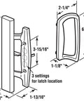 Diagram of Mortise Sliding Glass Door Handle Set in Black Diecast Finish, showing dimensions and components for installation.
