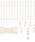 100 Pack 1 Inch Cpvccompression coupl ing with builtin rubbe r gas ket drip free p ip e connector displayed on a white background.