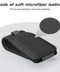 Premium Magnetic Sunglass Holder for Car Visor 2 Pack Soft Faux Leather Eyeglasses Clip with Powerful Magnet and Snazzy Look No Fuss Auto Accessory, soft microfiber leather closeup