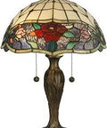 Antique Bronze Resin Base Tiffany Style Table Lamp with Hand Rolled Glass Shade, On Off Socket, 21.75 Inch Tall, Classic Lighting Accent.
