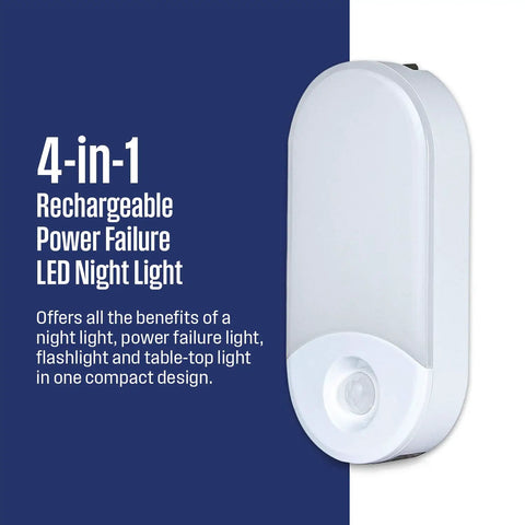 3 Pack 4 in 1 Power Outage Night Light With Motion Sensor Auto Dim Rechargeable Emergency LED Flashlight Plug In.