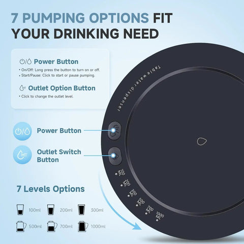 Smart Table Water Dispenser For 5 Gallon Bottle With Desktop Pump, showing control buttons for power and outlet options detail view.