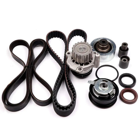Premium Timing Belt Kit And Water Pump For VW Beetle Golf Jetta 1998 2004 Models 1.9L L4 SOHC Engine Replace Gearing System Smooth Run Do Not Break Down Uses Oem 038109244M Or 038109119M Good For Diy Mechanic Work Ready To Install Now timing belt and water pump kit with pulleys and seals