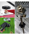 Heavy Duty T Track Knob Kit With Galvanized Screws Quarter Twenty Threads Three Inches Long Black Hex Nuts And Galvanized Flat Washers Quarter Inch Six Pack For Woodworking Jigs Router Tables And T Track Systems in various setups and angles showcasing usage