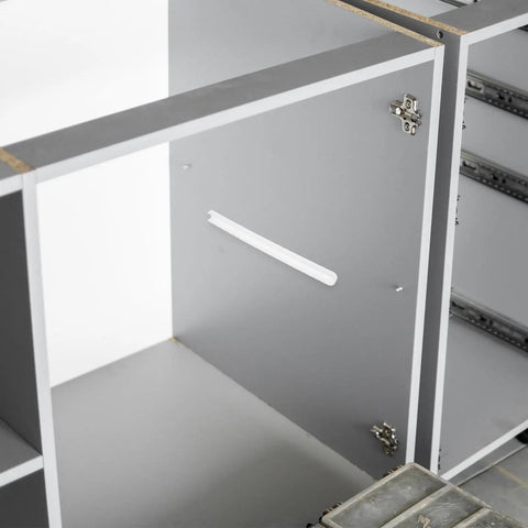 Easy Install White Plastic Drawer Slides With Accessories For Cabinets And TV Consoles Smooth Glide Push To Open One Piece Rails