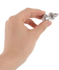 Stainless Steel Spring Loaded Plunger Pin With M10 Thread Offers Quick Lock Action And High Precision Plus 0.02mm Accuracy For Robotic Joints and Heavy Machinery in Industrial Settings held in hand.