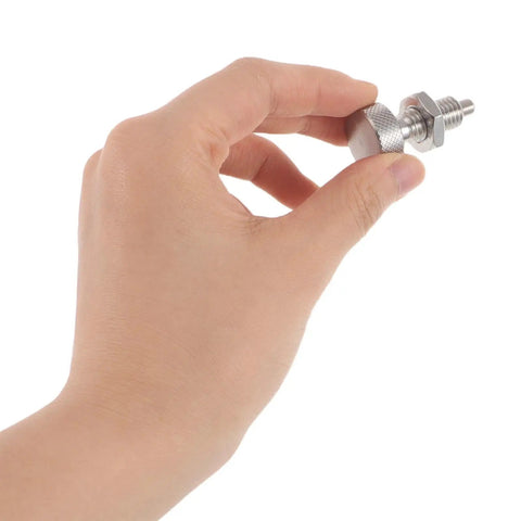 Stainless Steel Spring Loaded Plunger Pin With M10 Thread Offers Quick Lock Action And High Precision Plus 0.02mm Accuracy For Robotic Joints and Heavy Machinery in Industrial Settings held in hand.