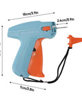 Clothes Tagging Machine For Clothing, Price Tag Attacher Kit with orange handle and size specifications, durable build.