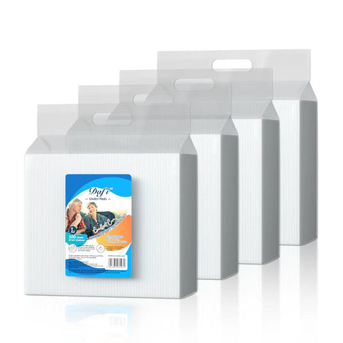 Large Disposable Underpads 24 By 24 Inch 100 Count Super Absorbent Bed Pads in packaging for adult incontinence care.