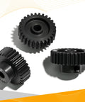 48P Beefed Up Pinion Gear Set 28T 29T 30T Hardened Steel 3.175mm Shaft With Screws And Hex For 1 By 10 RC Cars And Trucks - gears on display