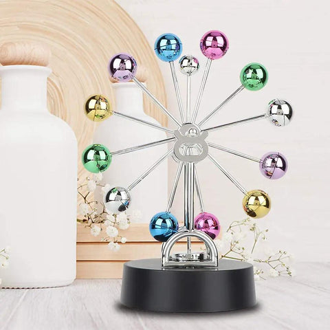 Colorful Battery Powered Newton Pendulum Ball Desktop Toy For Science Nerds Newton's Cradle Style Desk Decor Educational Physics
