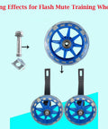 Universal 8 Piece Kids Bicycle Training Wheels Mounting Kit With M8 M9 Shoulder Bolts Safety Washers Vertical Brackets And Locking Nuts for blue training wheels with metal components.
