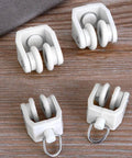 Fifty Piece Heavy Duty Ceiling Curtain Track Rollers With Flexible Bendable Clips And Rock Solid Construction For No Fuss Sliding In Modern Home Spaces, white double wheel sliders.
