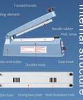 Heavy Duty Manual Impulse Heat Sealer Eight Inch Sealing Bar For PE PP Plastic Bags showing internal structure components.