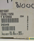 Label on a box showing specifications for Heavy Duty One Inch Npt Solenoid Valve For Water Control 5 To 150 Psi Range 120 Volt AC.