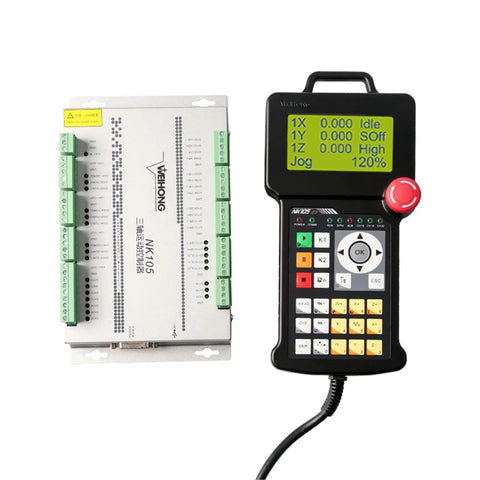NK105 G3 Three Axis CNC Motion Control System DSP Controller with hand wheels and control panel for precision machining.