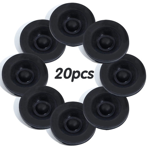 iBroPrat 20pcs 1.98-inch trailer hub cap rubber plugs, top-down view, black for 2000-3500 lb axles