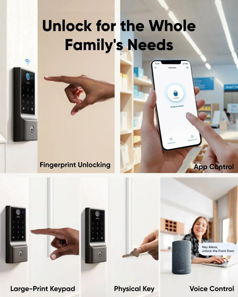 Zero Sweat Plug And Play Keyless Entry Door Lock With Fingerprint Scanner And Built In Wireless Hub For Smart Home Automation Compatible With Apple Home Alexa And Google Front Back Door Deadbolt Upgrade Rock Solid Security
