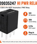 12V DC 30A 5-Pin SPDT Relay For Watercraft, Plug-N-Play PWC Main Power And Accessory Relay Position, Sea-Doo GTI GTX RXP RXT Spar
