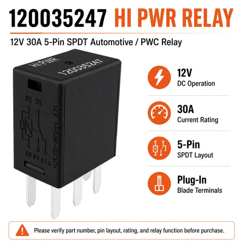 12V DC 30A 5-Pin SPDT Relay For Watercraft, Plug-N-Play PWC Main Power And Accessory Relay Position, Sea-Doo GTI GTX RXP RXT Spar