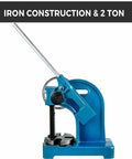Heavy Duty Cast Iron Arbor Press Machine With Solid Base Rock Solid Workhorse For Precision Stamping And Bending Tasks side view with lever.