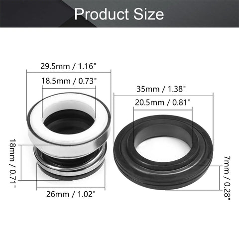 Two Pack 17mm Internal Diameter Shaft Seal Replacement Made From Alloy And Plastic 103-17 For Pump Shafts Water Pumps Spa Pools Works In Water Oil And Mildly Corrosive Fluids, size diagram
