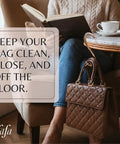 Gold Finish 22K Purse Hook For Table holds handbag at cafe table, keeping it clean and secure off the floor, ideal for Women on Mothers Day.