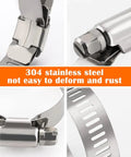 Detailed view of 42 Piece Hose Clamps Set Stainless Steel 304 Worm Gear Assortment 1/4 Inch To 1-1/8 Inch 6-29mm corrosion resistance