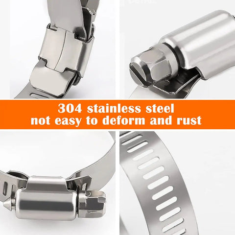 Detailed view of 42 Piece Hose Clamps Set Stainless Steel 304 Worm Gear Assortment 1/4 Inch To 1-1/8 Inch 6-29mm corrosion resistance