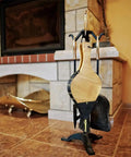 Heavy Duty Fireplace Bellows And Large Wood Fire Blower Crafted From Rock Hard Heat Resistant Leather, smooth design displayed by a hearth.